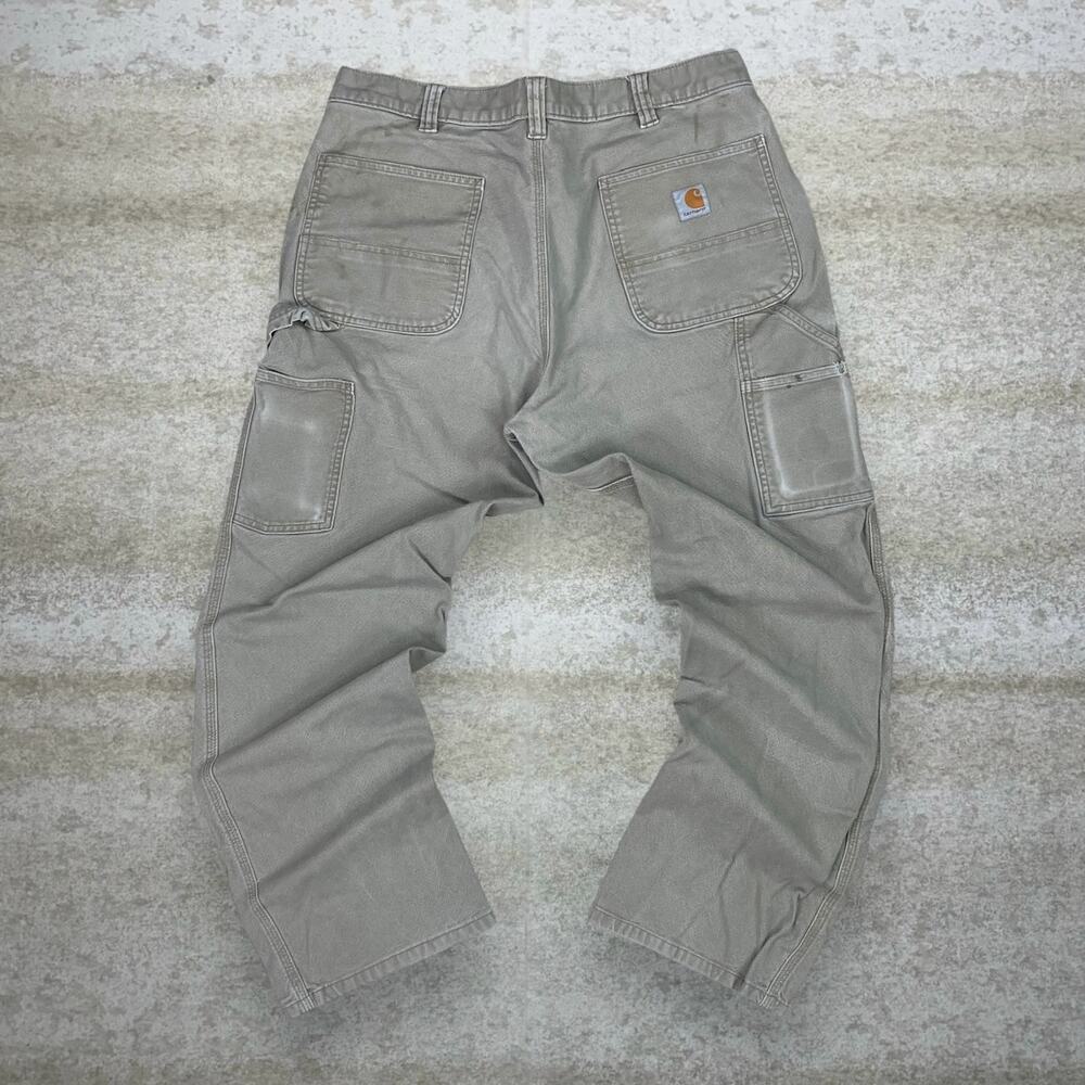 Vintage 90s Carhartt Carpenter Pants 38x32 Relaxed Fit Tan Canvas Dungarees